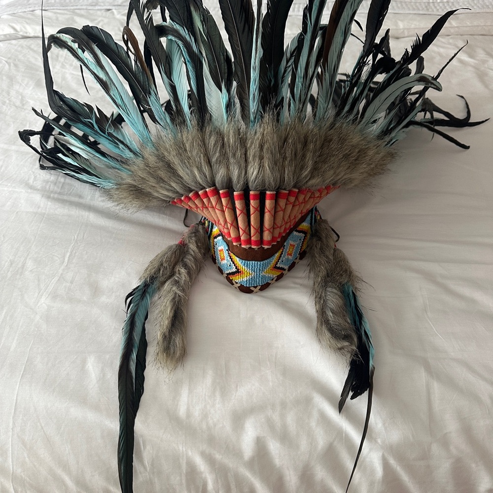 Feathered Headdress with Beaded Design